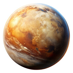 Naklejka premium Detailed view of a realistic Mars planet on a clean background