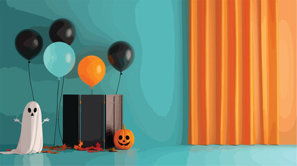Different black Halloween balloons folding screen 