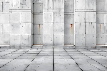 Modern Minimalist Concrete Wall and Tiled Floor Background