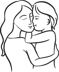 Mothers Day Line Art Outline. Happy Mothers Day