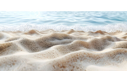 Sunlit Seashore Waves Gently Crashing on a Tropical Beach Sand