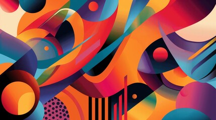 Vibrant art paint with circles, lines, and graffiti in orange tones
