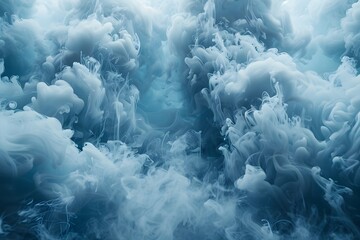 Ethereal Blue Smoke Clouds in a Dreamy, Mysterious Atmosphere