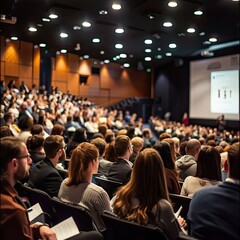 Obraz premium Educational seminar and workshop for students at a university and Engaged Audience at a Professional Seminar Business and Education Concept
