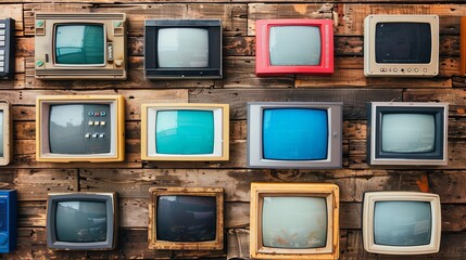 Obsolete televisions for electronic waste recycling concept and environmental sustainability