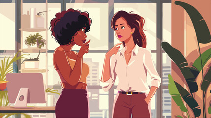 Female colleagues gossiping in office Vectot style vector