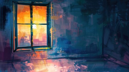 夜の窓辺のラフなイラスト_3