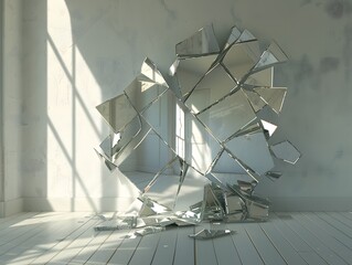 Broken glass scene background.