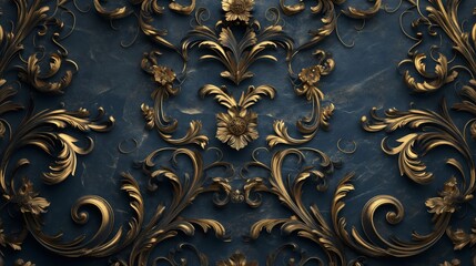 Closeup of gold circle pattern on blue background, a visual arts marvel