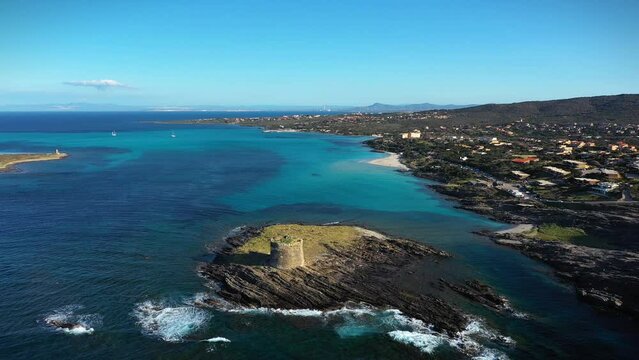 Aerial View of Spaggia La Pelosa Near Stintino, Sardegna