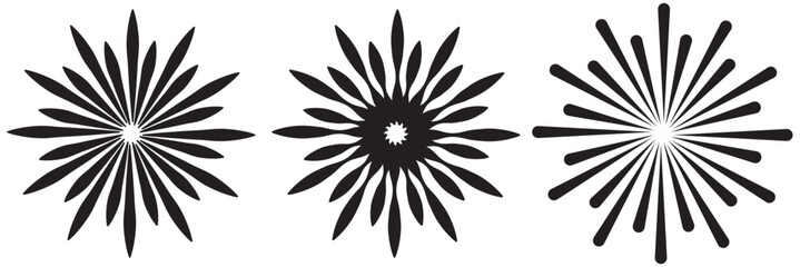 Sunburst element. Radial stripes background. Vector illustration. Sunburst element. Starburst, radial stripes. Set of ray, beam. Vector illustration.