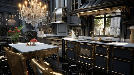 Extravagance and Elegance: Transforming Spaces with an Opulent Hollywood Regency-Style Kitchen