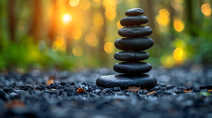 Zen stones in the garden concept of harmony and balance in the soul