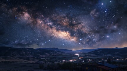 Fototapeta premium In the stillness of a mystical night, stars bloom like celestial flowers in a garden of dreams.