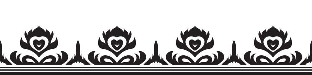 Ethnic seamless border pattern. Ornament vector illustration. Classic ornate element. Baroque floral vintage style. Decorative border design for frame, textile, fabric, clothing, carpet, curtain, rug.