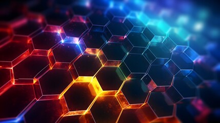 Enter the realm of digital innovation with a mesmerizing hexagon abstract background, showcasing intricate patterns and vibrant colors, captured in stunning HD clarity