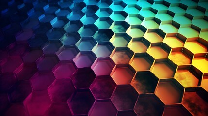 Enter the realm of digital innovation with a mesmerizing hexagon abstract background, showcasing intricate patterns and vibrant colors, captured in stunning HD clarity