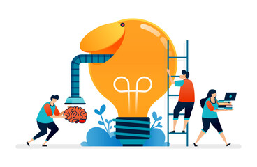 illustration of include artificial intelligence in light blub to getting ideas and inspiration