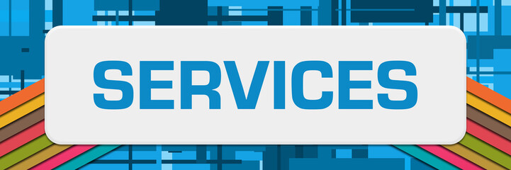 Services Blue Colorful Stripes Box Horizontal 