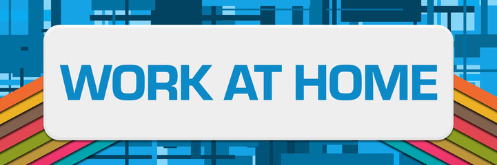 Work At Home Blue Colorful Stripes Box Horizontal 