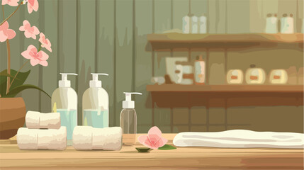Four of spa supplies on table Vector style vector design