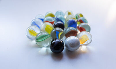 A group of colorful glass marbles for purpose of web and design use