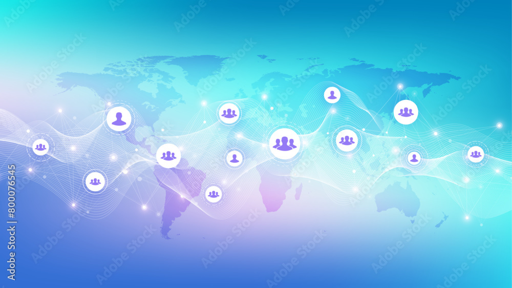 Poster Global network connection banner design template. Header social network communication in the global business concept. Big data visualization. Internet technology