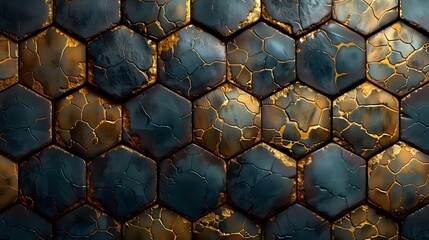 Organic Beauty: Dark Blue and Gold Mosaic Tiles