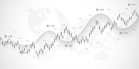 Stock market or forex trading graph in graphic concept for financial investment or economic trends business idea design. Worldwide finance background. Vector illustration