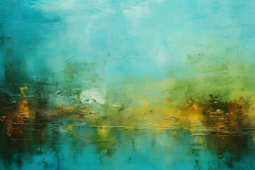 Tranquil Pond Peace, abstract landscape art, painting background, wallpaper, generative ai