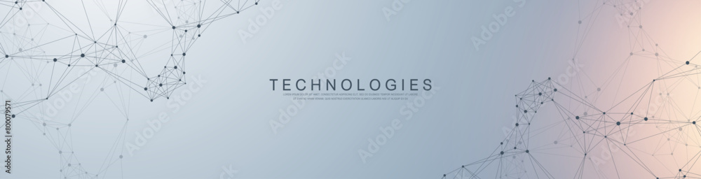 Poster Global network connection banner design template. Header social network communication in the global business concept. Big data visualization. Internet technology