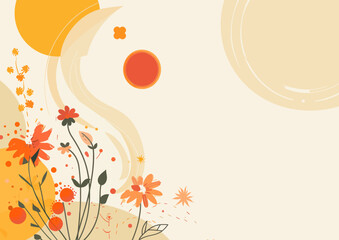 an abstract floral background with orange and yellow flowers