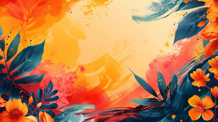 Stunning tropical floral illustration in vibrant colors for diverse cultural celebrations