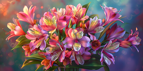 
flowers in a beautiful vase on the window, Summer flowers in vase on background, Spring pink bouquet with tulips 