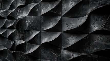 Fototapeta premium Modern Distorted Black Tile Wall Texture.