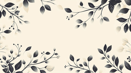 Elegant floral frame design with silhouette-style foliage and delicate berries