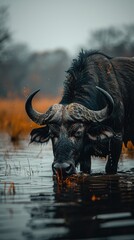 African buffalo standing in water