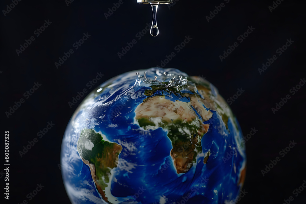 Poster water drop with earth , World Water Day ,