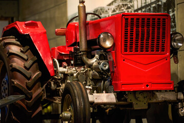 Close-up of a large farming tractor