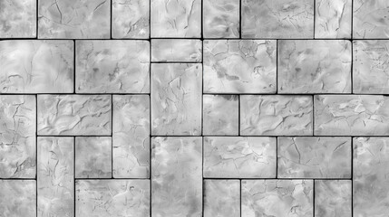 grey paver wall, seamless texture, top view, seamless pattern,  monochrome background, backdrop, high resolution, professional illustration