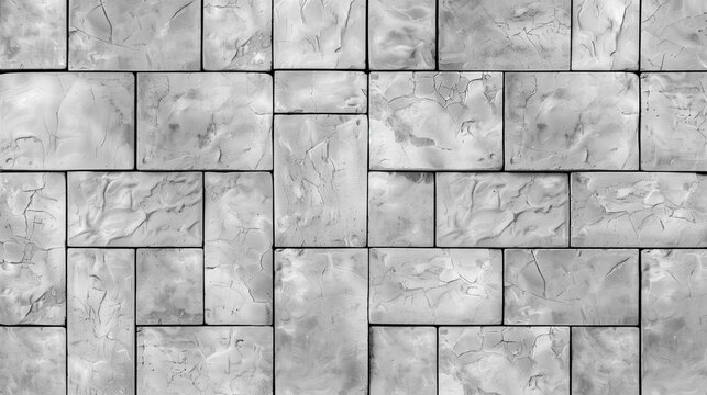 grey paver wall, seamless texture, top view, seamless pattern,  monochrome background, backdrop, high resolution, professional illustration