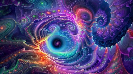 Lost in a realm of surreal dreams, you stumble upon a mesmerizing Abstract colorful psychedelic acid trip portal.