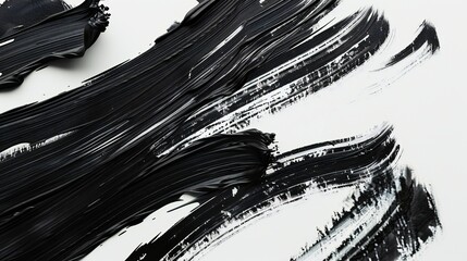 A study in contrasts: stark black brush strokes contrast against the purity of a white background.