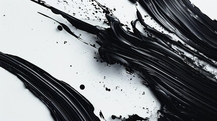Black brush strokes dance with abandon across the expanse of a pure white canvas.