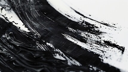 dynamic black brush strokes playfully adorn a blank white canvas.