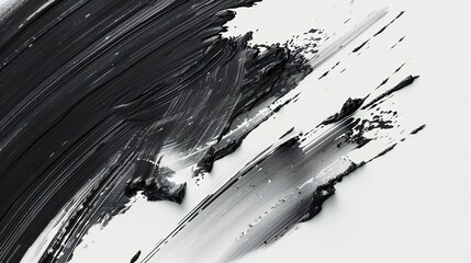 organic black brush strokes add depth to a flawless white background.