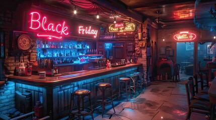 Black Friday: An old-fashioned diner with classic American cuisine, neon signs, and a nostalgic atmosphere