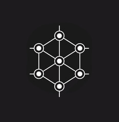 a black and white icon of a network