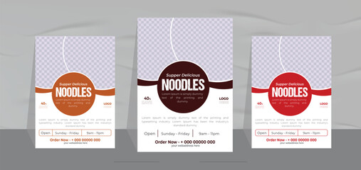 Delicious healthy noodles food menu Flyer design and restaurant fast food poster design template