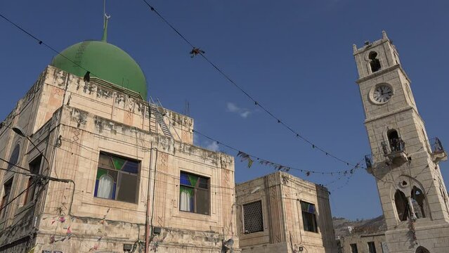 Large mosque in the central bazaar in Nablus in the West Bank (Palestinian Territories)

